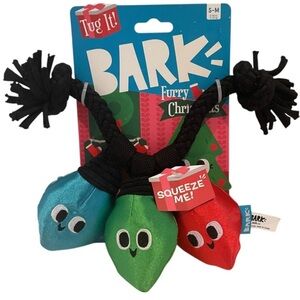 New Bark Christmas Lights Rope Squeaker Dog Toy Merry Jerry Dwight Size S-M 12”